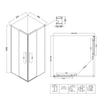 Душевое ограждение Niagara Nova NG-6823-34ВLACK (90х90х195) квадрат,черный матовый,двери раздвижные,стекло прозрачное,1 место