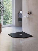 Душевой поддон трапеция RGW ST/T-G Графит (900x900)