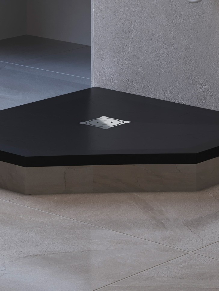 Душевой поддон трапеция RGW ST/T-G Графит (900x900)