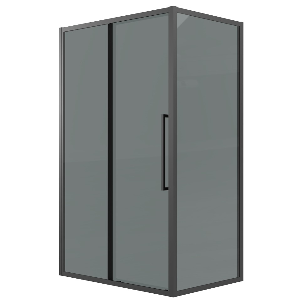 Душевое ограждение Grossman Cosmo 100.K33.02.130.21.10-200.K33.02.80.21.10 (130х80х195) раздвижная,черный матовый,стекло тонированное,2 места