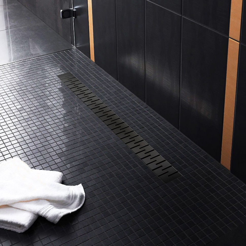 Душевой желоб MILLEAU Point M750PB с комбинированным затвором и черной декоративной решеткой