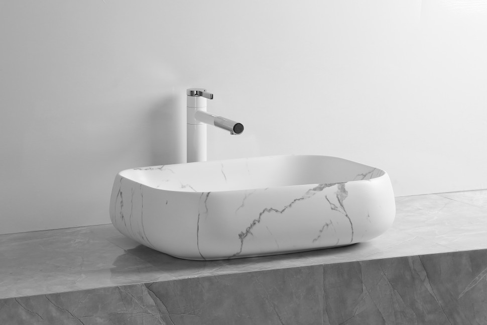 Раковина накладная MILLEAU Miel MU0086-MWM (матовый белый мрамор)