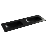 Раковина накладная мебельная CERAMICANOVA Grace прямоугольная 1410x457x137 с двумя чашами без отверстий под смеситель цвет черный матовый CN7022MBwx