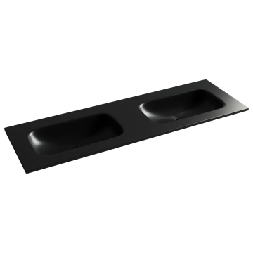 Раковина накладная мебельная CERAMICANOVA Grace прямоугольная 1410x457x137 с двумя чашами без отверстий под смеситель цвет черный матовый CN7022MBwx