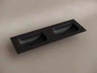 Раковина накладная мебельная CERAMICANOVA Grace прямоугольная 1410x457x137 с двумя чашами без отверстий под смеситель цвет черный матовый CN7022MBwx