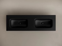 Раковина накладная мебельная CERAMICANOVA Grace прямоугольная 1410x457x137 с двумя чашами без отверстий под смеситель цвет черный матовый CN7022MBwx