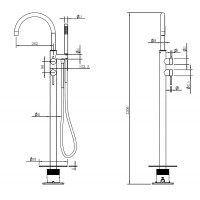 Смеситель ABBER Wasser Kreis 316 AF8115BG напольный для ванны, брашированное светлое золото