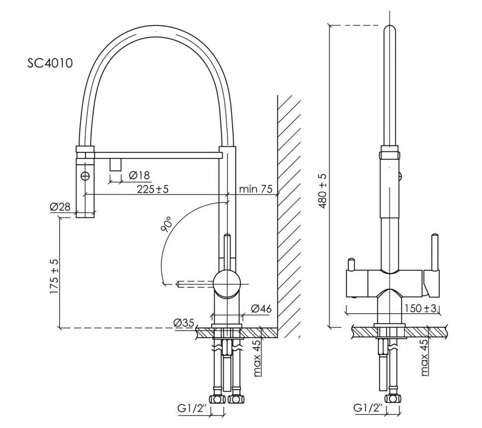 Смеситель для кухни SANCOS Imola с возможностью подключения фильтра для воды, цвет вороненая сталь, арт. SC4010GG