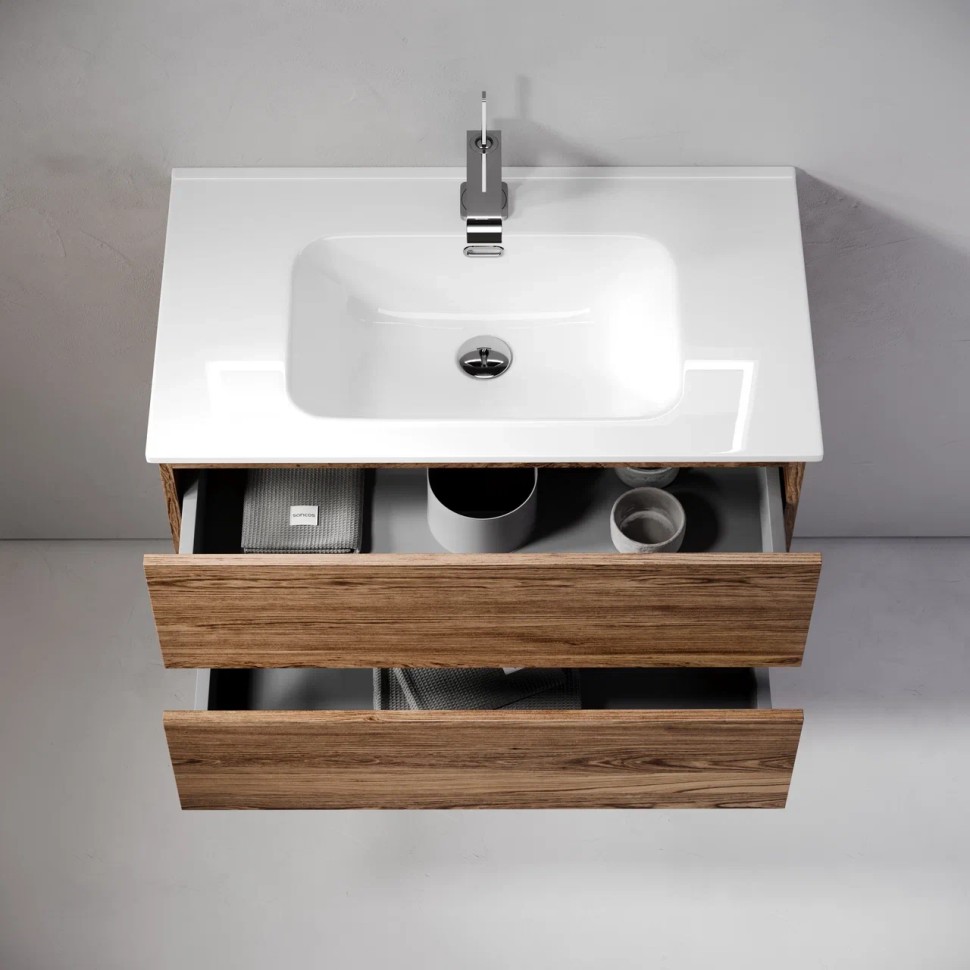 Тумба подвесная SANCOS Urban 790х450х550, c двумя ящиками оснащенными доводчиками, дуб чарльстон , арт. UR80ECH