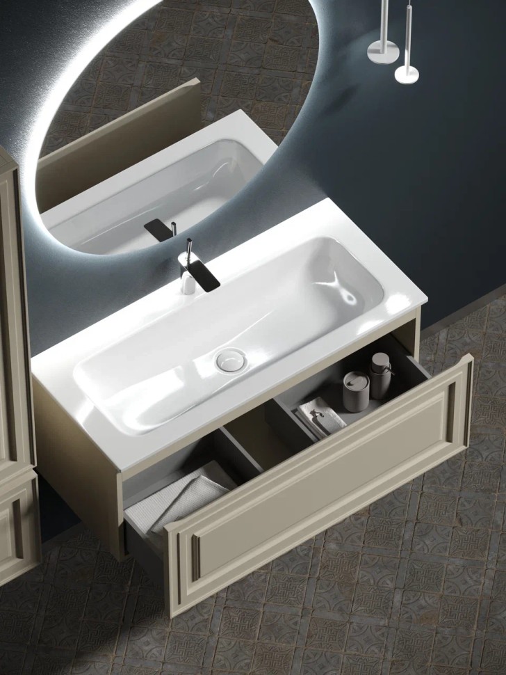 Тумба подвесная SANCOS Very 995х445х406, c одним ящиком оснащенным доводчиками, Beige Soft , арт.VR100CE