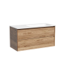 Тумба подвесная SANCOS Marmi 2.0 правая, 995х445х520, c двумя ящиками оснащенными доводчиками скрытого монтажа, цвет дуб чарльстон, арт.MR2.0100RECH