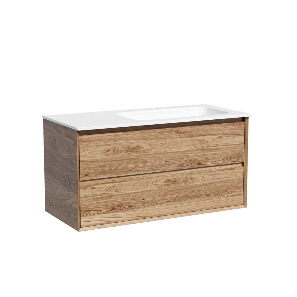 Тумба подвесная SANCOS Marmi 2.0 правая, 995х445х520, c двумя ящиками оснащенными доводчиками скрытого монтажа, цвет дуб чарльстон, арт.MR2.0100RECH
