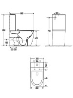 AQM1002 Унитаз напольный Rimless c сиденьем SoftClose, горизонтальный выпуск. 660x360x435мм