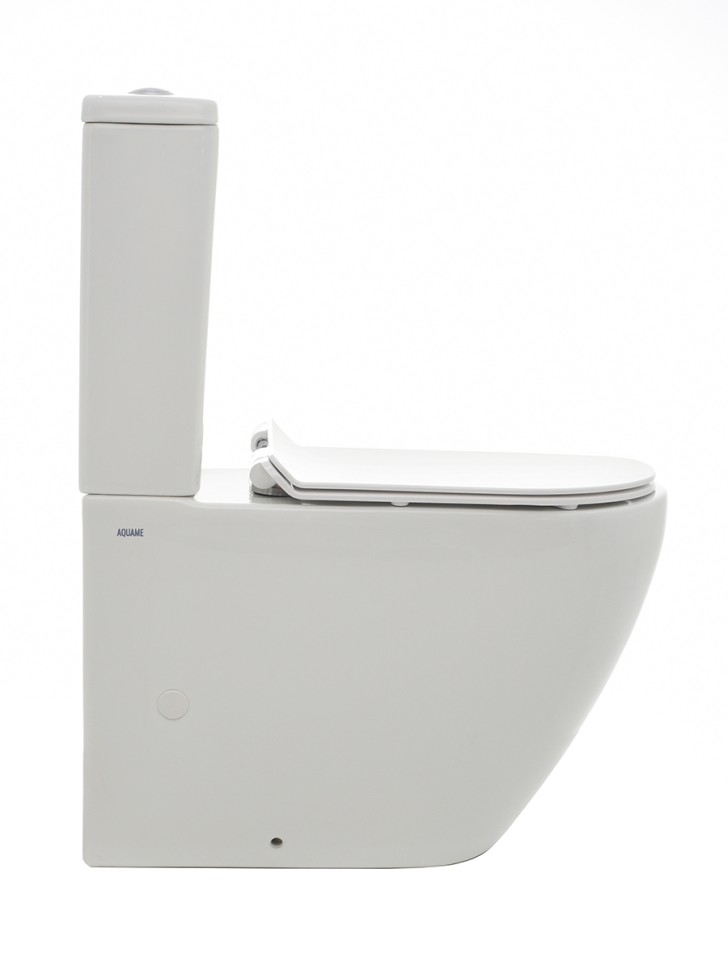 AQM1002 Унитаз напольный Rimless c сиденьем SoftClose, горизонтальный выпуск. 660x360x435мм