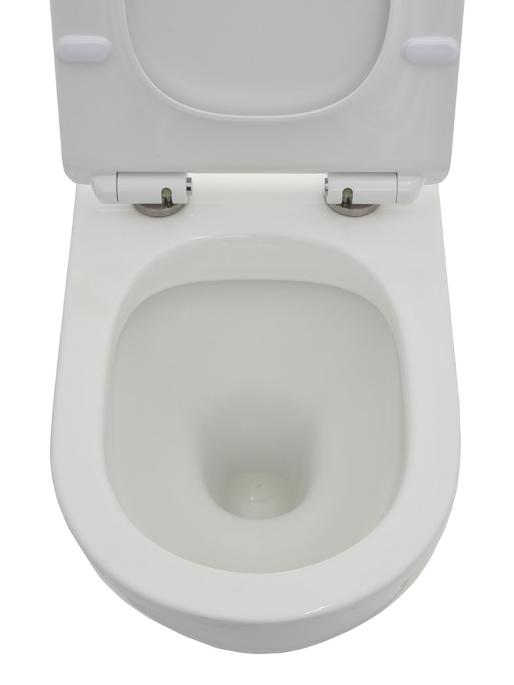 AQM1002 Унитаз напольный Rimless c сиденьем SoftClose, горизонтальный выпуск. 660x360x435мм