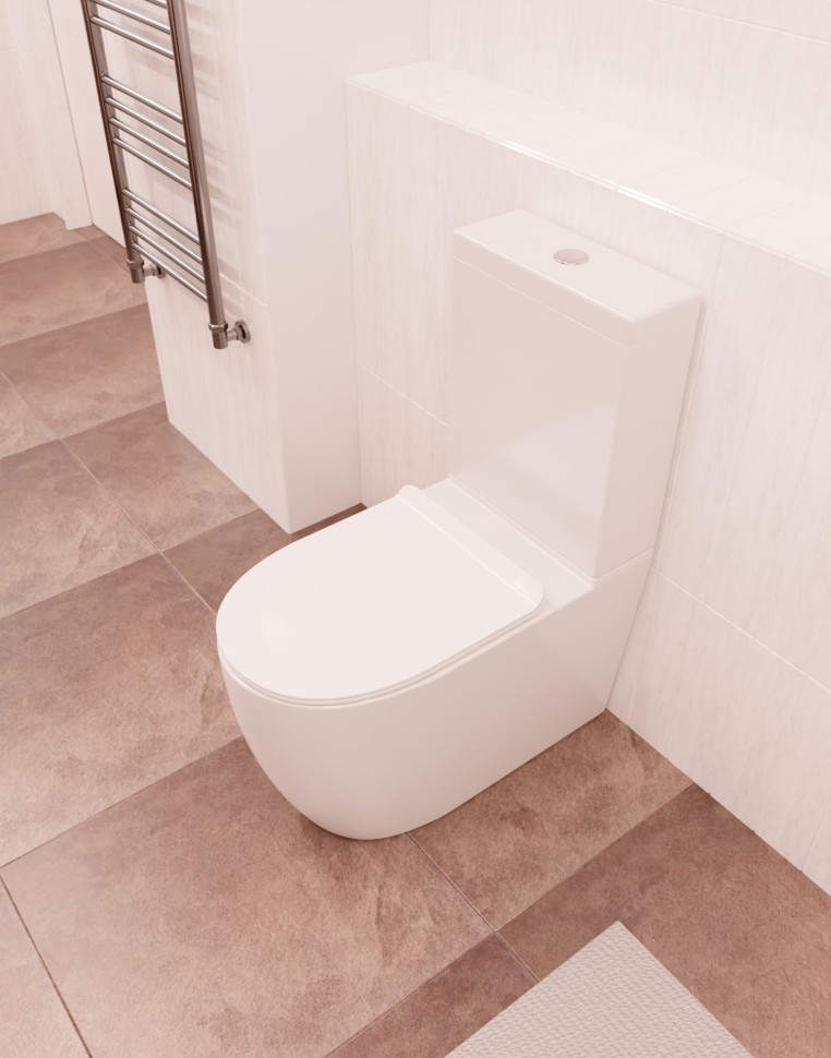 AQM1002 Унитаз напольный Rimless c сиденьем SoftClose, горизонтальный выпуск. 660x360x435мм