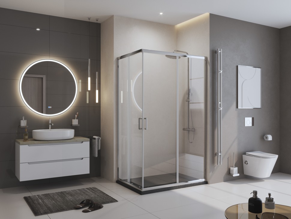 Душевой поддон из искусственного мрамора в комплекте с сифоном BelBagno UNO TRAY-MR-UNO-AH-120/90-35-NERO-CR