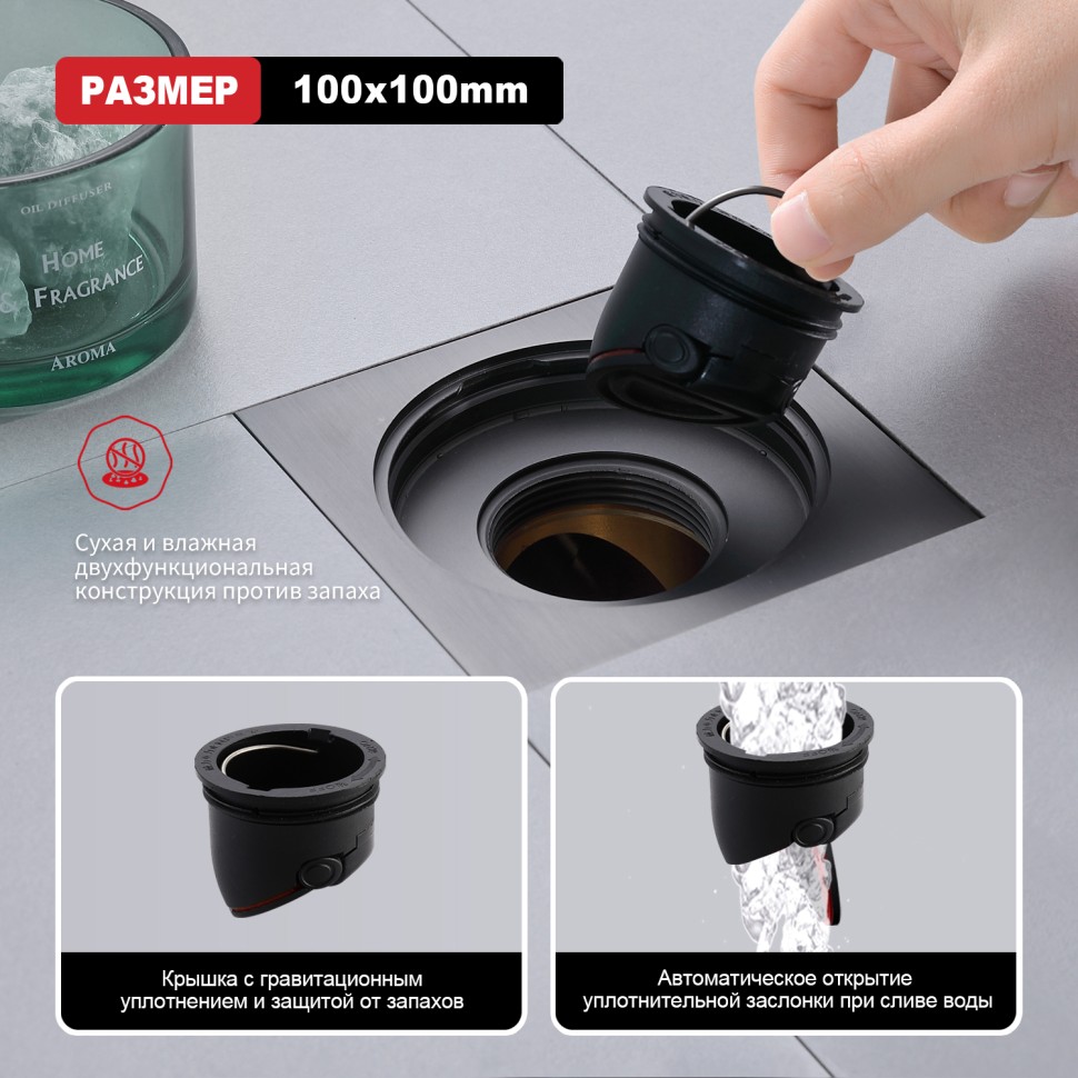 Трап для душа 10*10см R606.10.09