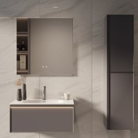 База под раковину Vincea  Elise 800 подвесная, 2 выкатных ящика soft close, серый матовый