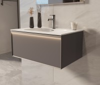 База под раковину Vincea  Elise 800 подвесная, 2 выкатных ящика soft close, серый матовый