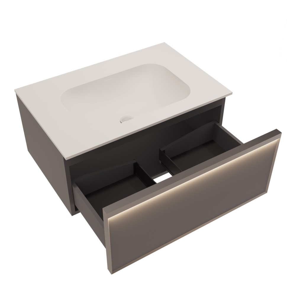 База под раковину Vincea  Elise 800 подвесная, 2 выкатных ящика soft close, серый матовый