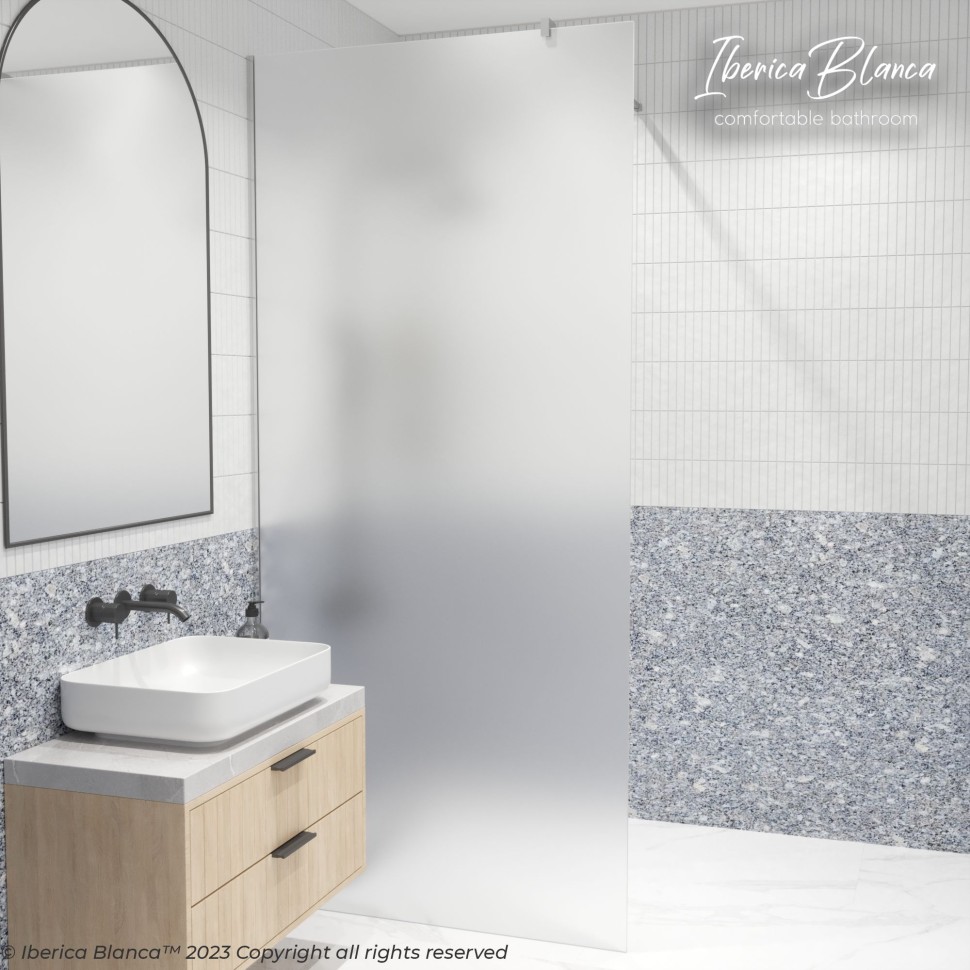 Душевая перегородка IBERICA BLANCA Mod.602 Walk In матовое стекло/хром 120х200см (IB602.MC.200.120)