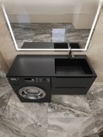 Раковина над стиральной машиной Uperwood Cosmos Quartz 120 см, правая, крыло слева, уголь