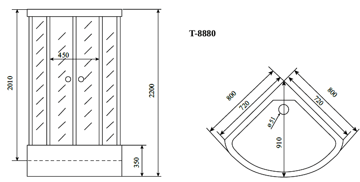 Timo Comfort T-8880 Clean Glass душевая кабина 80*80*220
