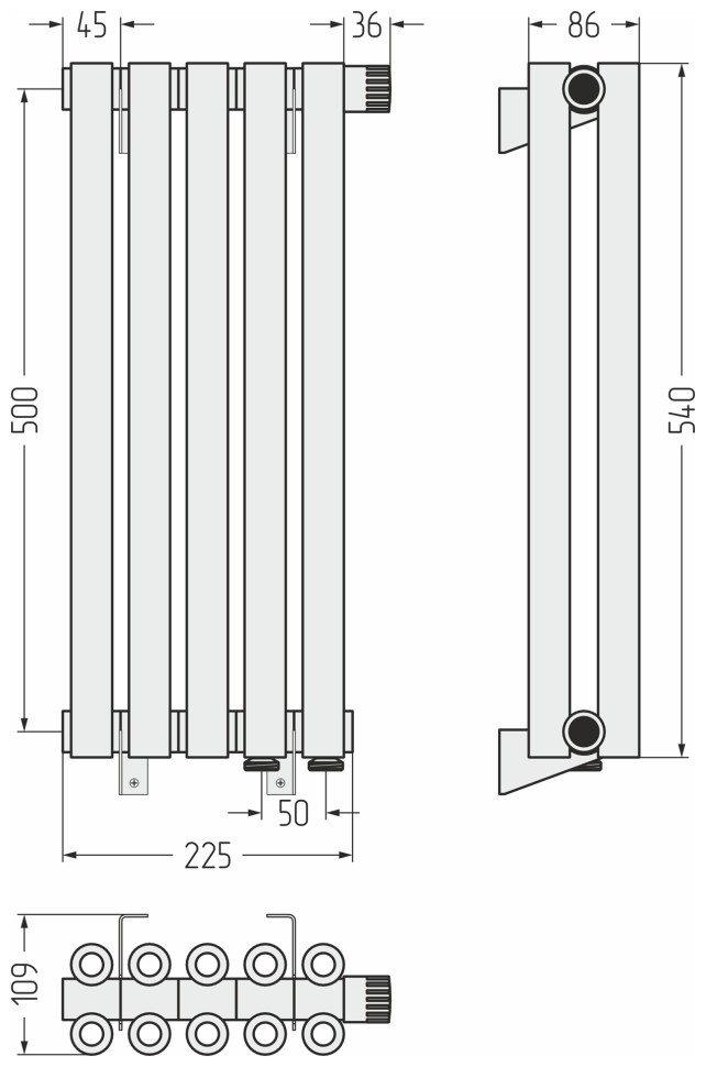 Эстет-00 EU50 500х225 5 секций