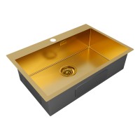 Мойка нерж. сталь KRONER 75, PM217551-BG, брашированное золото, 750х510мм, Paulmark