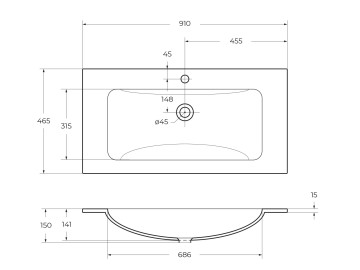 Стеклянная раковина BelBagno BB910/465-LV-VTR-BO