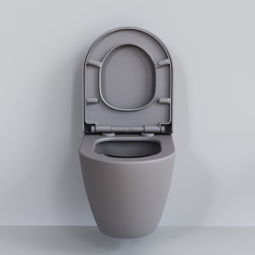 Унитаз Queen 113T20301R (570*360*400) СЕРЫЙ МАТОВЫЙ подвесной БЕЗОБОДКОВЫЙ, 1 место