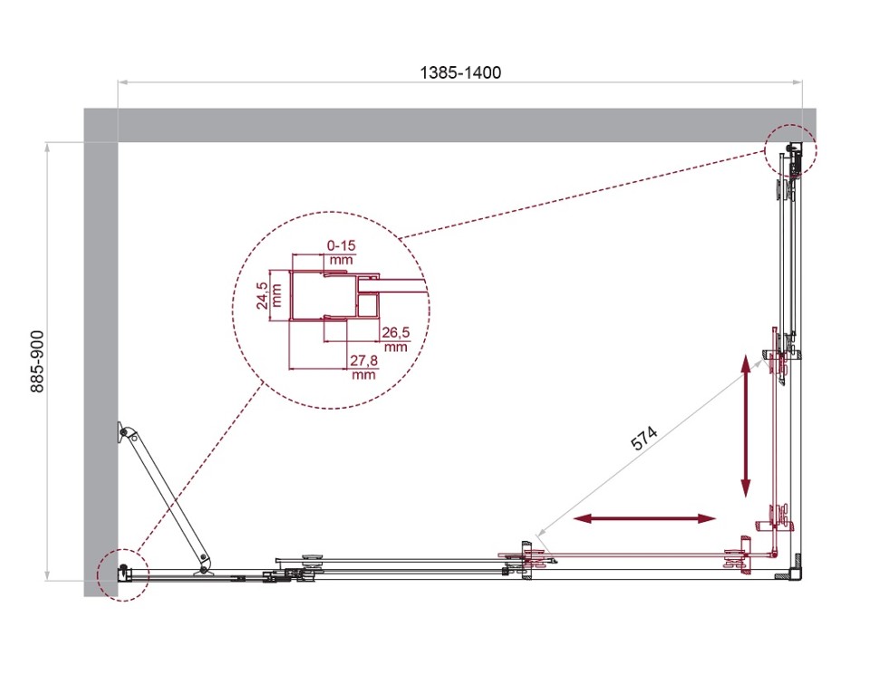 Душевой уголок BelBagno LUCE-AH-21-140/90-C-Cr
