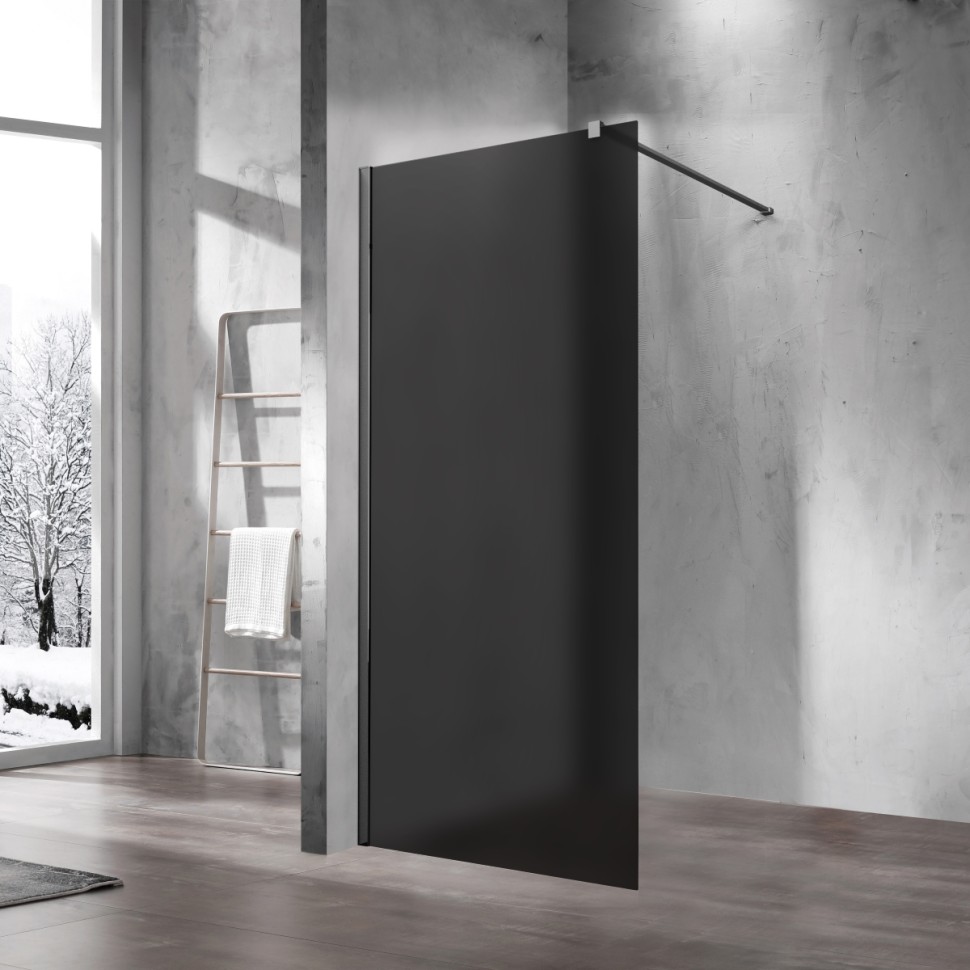Душевая перегородка Волк-Ин (Walk-In) VSW-1H100GFGM, 1000*2000, вороненая сталь, стекло матовое тонированное