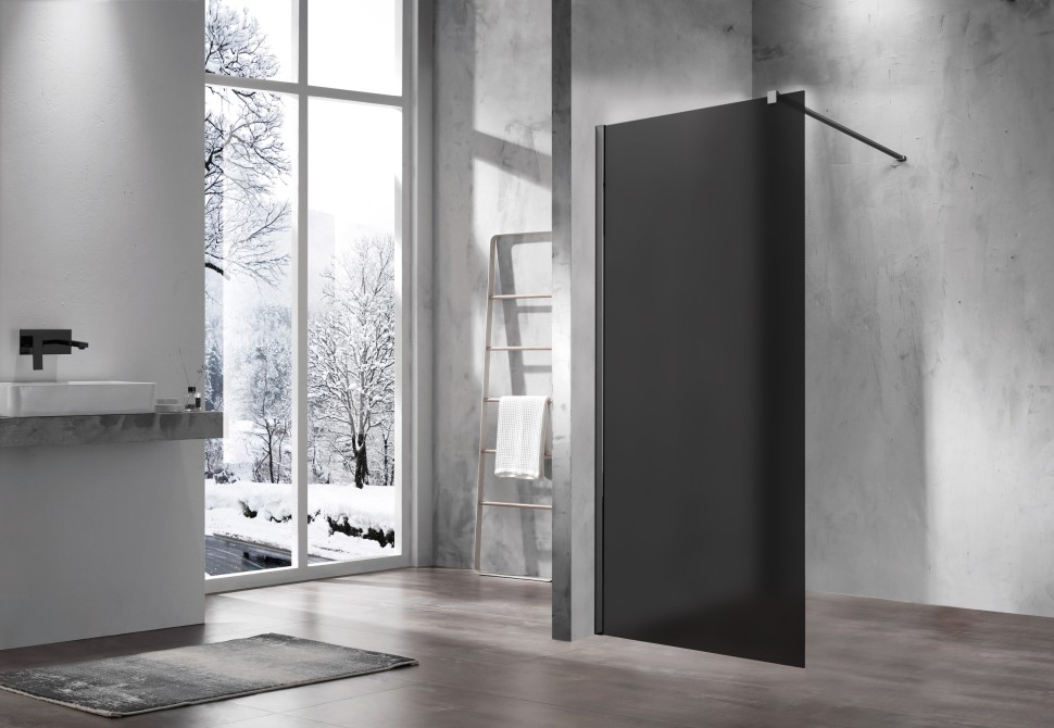 Душевая перегородка Волк-Ин (Walk-In) VSW-1H100GFGM, 1000*2000, вороненая сталь, стекло матовое тонированное