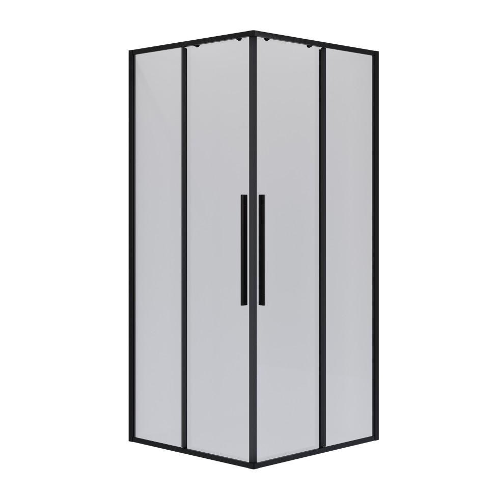Душевое ограждение Niagara Nova NG-6824-34ВLACK (100х100х195) квадрат,черный матовый,двери раздвижные,стекло прозрачное,1 место