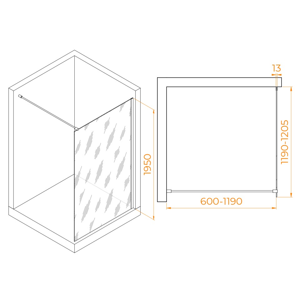 Душевая перегородка RGW WA-010 (Тонированное (Серое), 1200)