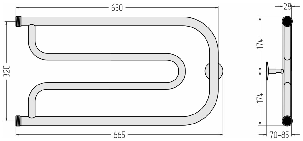 Дуэт 320х650 резьба-сгон 1"