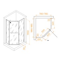 Душевой уголок RGW PA-091 (Прозрачное, 800x1000)