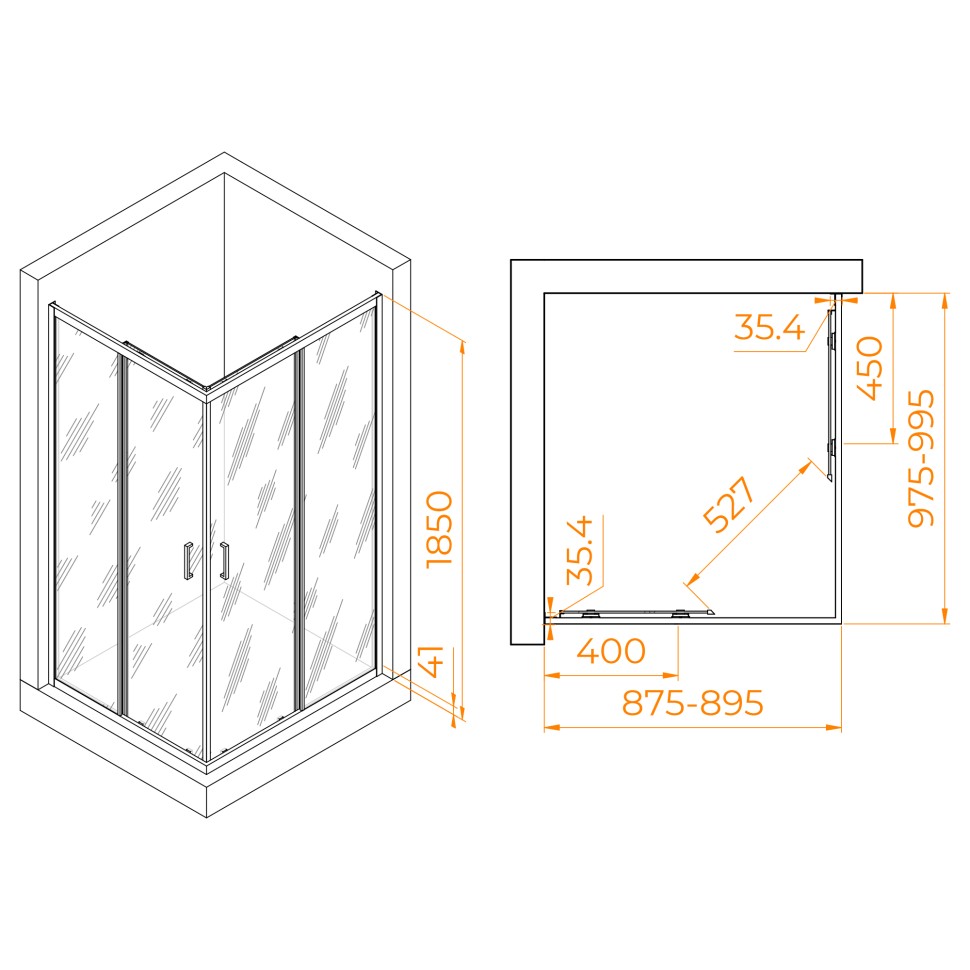 Душевой уголок RGW PA-146B (Прозрачное, 900x1000)