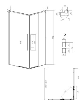1/2 душевого ограждения Grossman Galaxy 1/2.K33.01.11.10.02 (110х195) раздвижная(правая),хром,стекло шиншилла,1 место