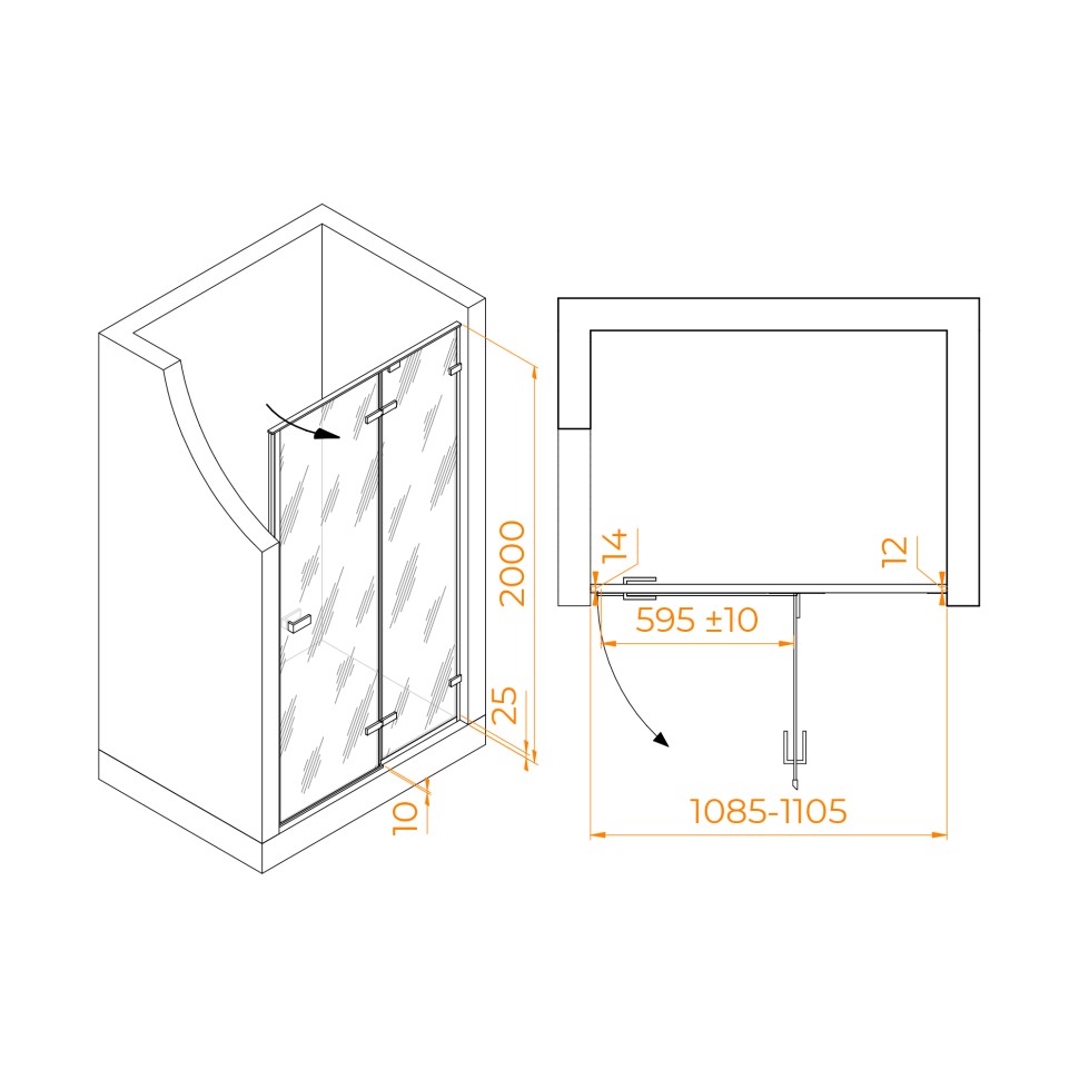 Душевая дверь RGW SV-004 (Прозрачное, 1100)
