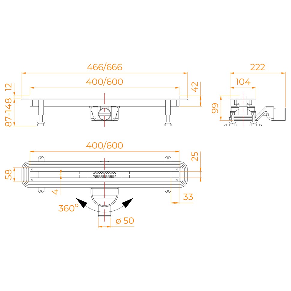 Душевой трап RGW SDR-56 (600)