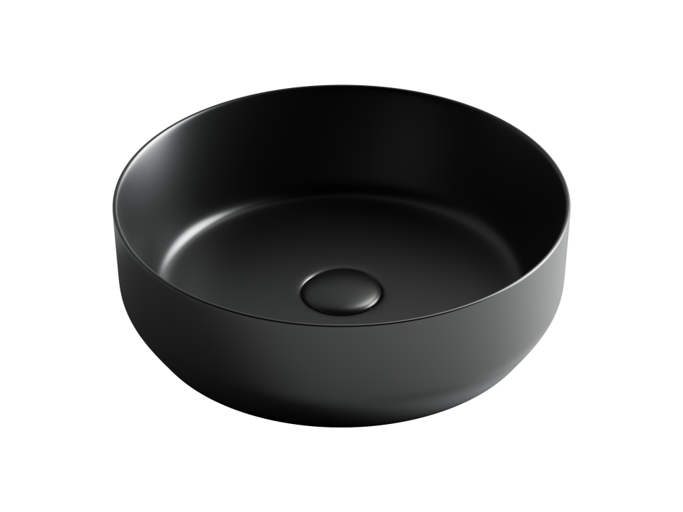 Умывальник чаша накладная круглая (цвет Черный Матовый) Element 390x390x120мм