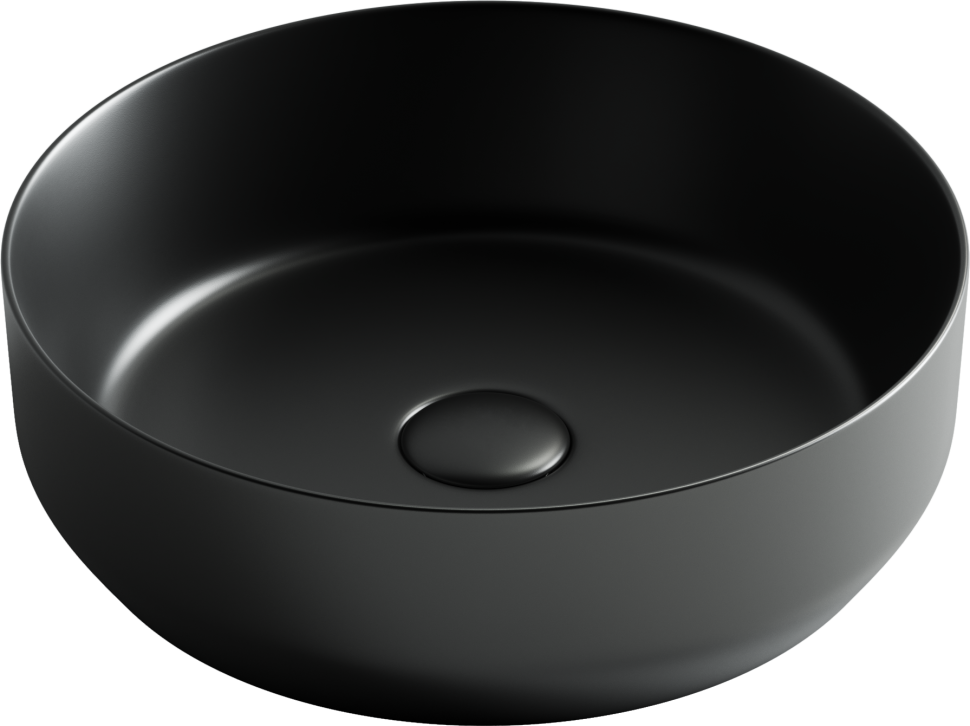 Умывальник чаша накладная круглая (цвет Черный Матовый) Element 390x390x120мм