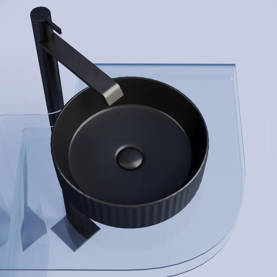 Умывальник чаша накладная круглая (цвет Черный Матовый) Element 360x360x115мм
