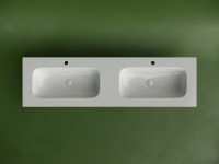 Раковина накладная мебельная CERAMICANOVA Grace прямоугольная 1610x457x137 с двумя чашами и отверстиями под смеситель цвет белый CN7023