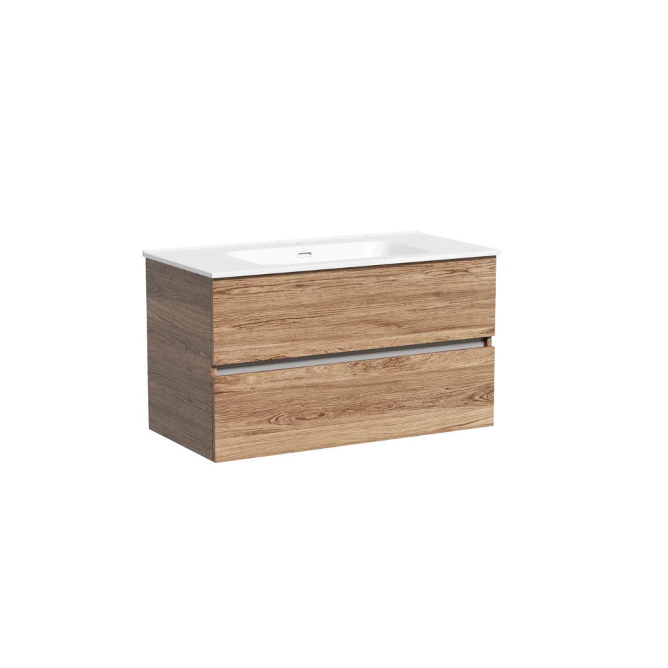 Тумба подвесная SANCOS Urban 890х450х550, c двумя ящиками оснащенными доводчиками, дуб чарльстон , арт. UR90ECH