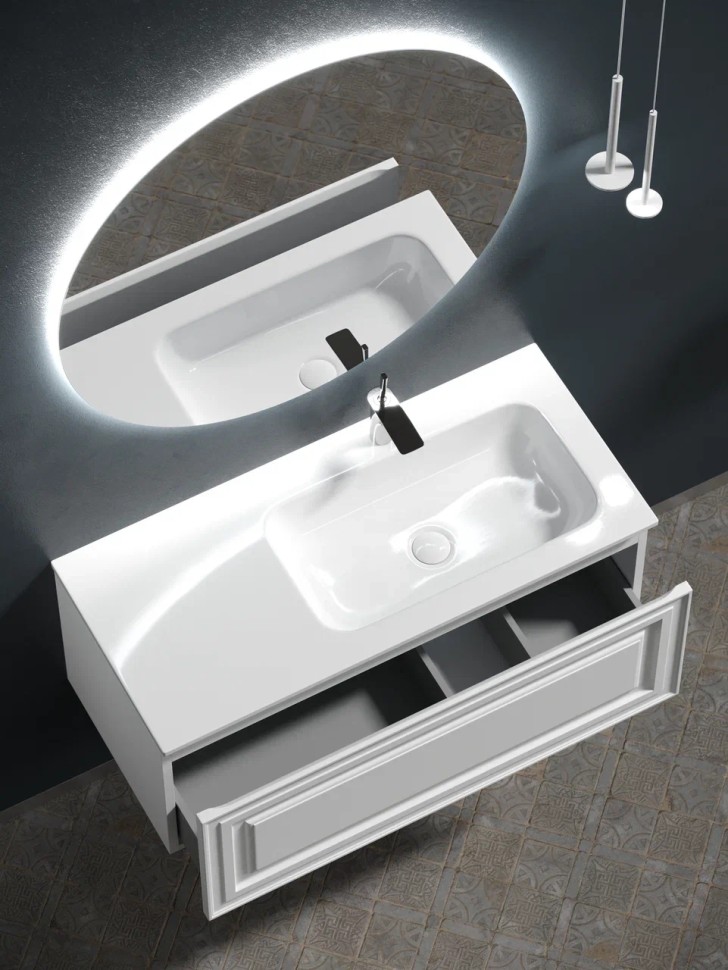 Тумба подвесная SANCOS Very 995х445х406, c одним ящиком оснащенным доводчиками, правая , Bianco , арт.VR100RW