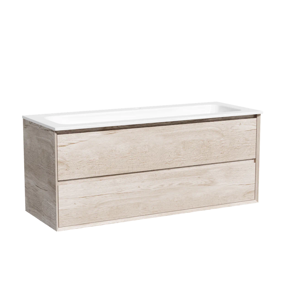 Тумба подвесная SANCOS Marmi 2.0 1195х445х520 c двумя ящиками оснащенными доводчиками скрытого монтажа, цвет дуб галифакс натуральный, арт. MR2.0120EG